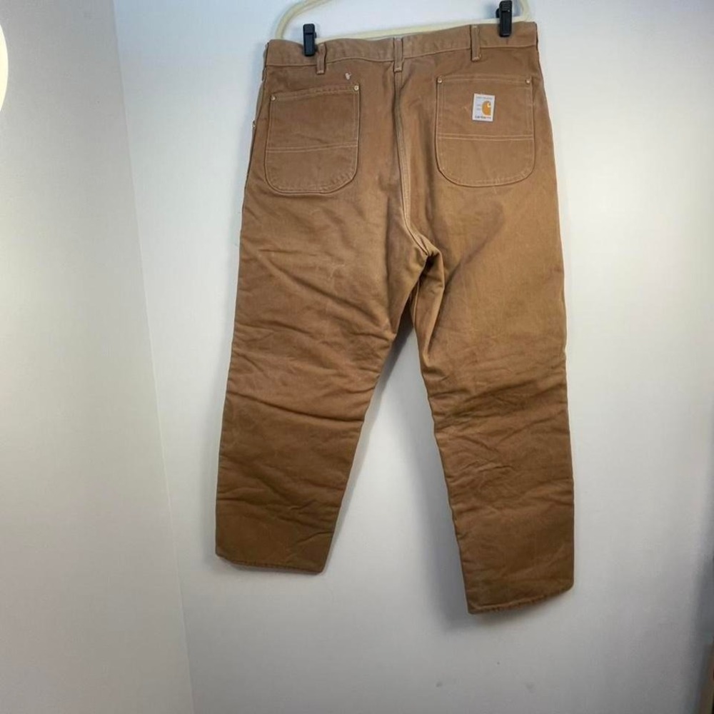 Tan Carhartt 40x34 VTG fully quilt lined work trousers - Picture 3 of 8